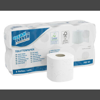 CLEAN and CLEVER Toilettenpapier Kleinrollen PRO 101 - 3 lagig/250Blatt