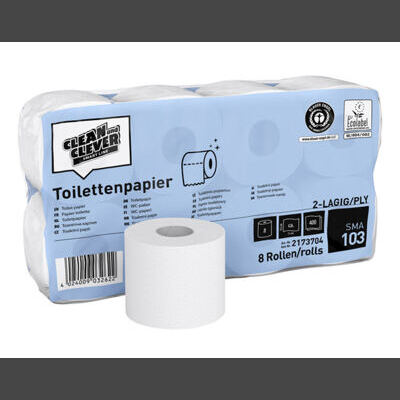 CLEAN and CLEVER Toilettenpapier Kleinrollen SMA 103 - 2 lagig/400Blatt