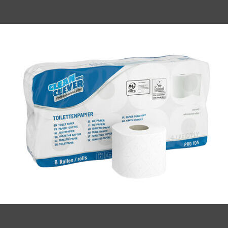 CLEAN and CLEVER Toilettenpapier Kleinrollen PRO 104 - 4 lagig