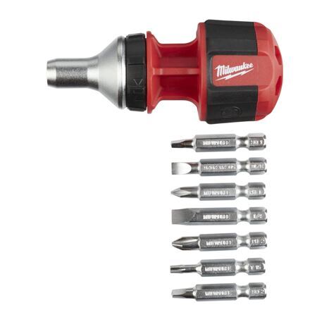 Schrauberdreher mit Ratschenfunktion Stubby inkl. 7 Bits PH/PZ/TX/SL